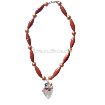 Bohoemain Gold Stone Crystal Pendant Necklace